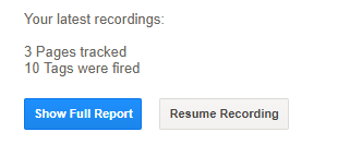 raport nagrywania Google Tag Assistant